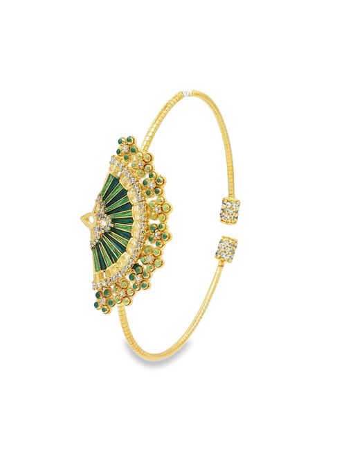Diva gold crystal stones green glazed bracelet GOCCIAZZURRA JEWELS | BRDIVAOROVERDE